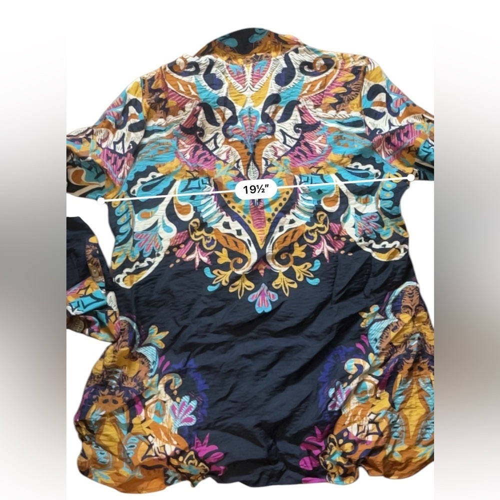 5/$25 Multiples brand Multicolor Paisley Button-Up Shirt - Picture 4 of 5